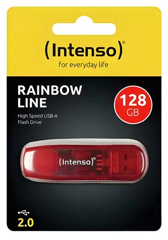 Intenso Rainbow Line 128GB červená / Flash disk / USB 2.0 / čtení 32 MB/s / zápis 6,5 MB/s