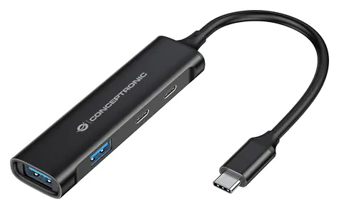 Conceptronic HUBBIES12B / USB hub / 2x USB-A 3.2 Gen2 / 2x USB-C 3.2 Gen1 / hliníkový