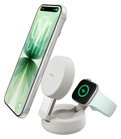 Belkin UltraCharge WIZ043kqSD písková / Bezdrátová magnetická nabíječka 2v1 / 25W / Qi2 / nastavitelná