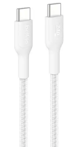 Belkin USB-C - USB-C bílá / Opletený kabel / 240 W / 1 m