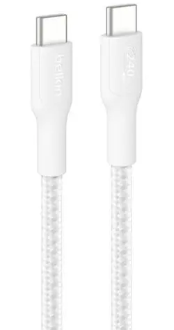 Belkin CAB025hq3MWH bílá / Kabel USB-C - USB-C / 240W / 3m / opletený