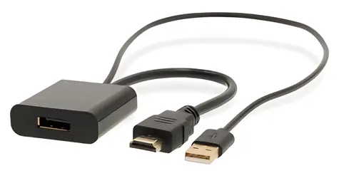 Nedis adaptér HDMI - DisplayPort černá / HDMI(M) - DisplayPort(F), USB-A / 4K 30Hz / Pozlacené