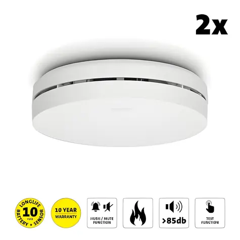 Alecto SA300 DUO bílá / Detektor kouře / 2 ks / Baterie na 10 let / Alarm 85 dB