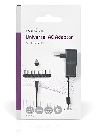 Nedis Univerzální napájecí adaptér černá / Napájecí adaptér / 7,5 W / 3–12 V DC / 8 konektorů / 1,10 m / 2,0 A