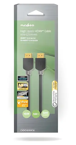 Nedis HDMI kabel s Ethernetem 3 m antracit / Kabel HDMI / High Speed / 4K@60Hz / 18 Gbps / ARC