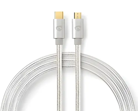 Nedis USB-C - Micro-B kabel nylonový opletený / Kabel USB / USB 2.0 / 480 Mbps / 10 W / 3 m