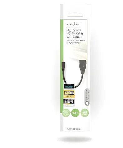 Nedis Micro HDMI 0,2 m černá / Kabel HDMI / Micro HDMI - HDMI / 4K 30Hz / 10,2 Gbps / Ethernet
