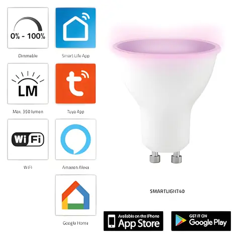 Alecto SMARTLIGHT40 / Chytrá LED žárovka / E27 / Wi-Fi / RGB / 2000-4000K / 5W / stmívatelná
