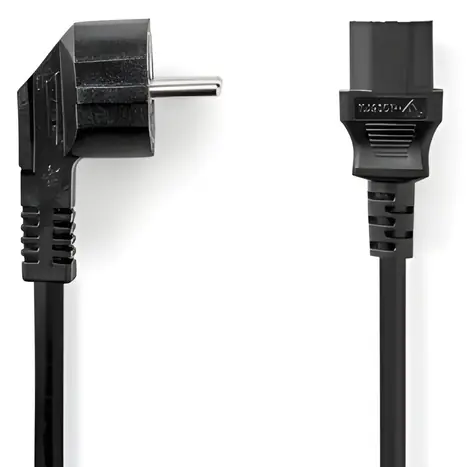 Nedis Napájecí kabel černá / Napájecí kabel / Zástrčka Typ F – IEC-320-C13 / Úhlový / 2 m