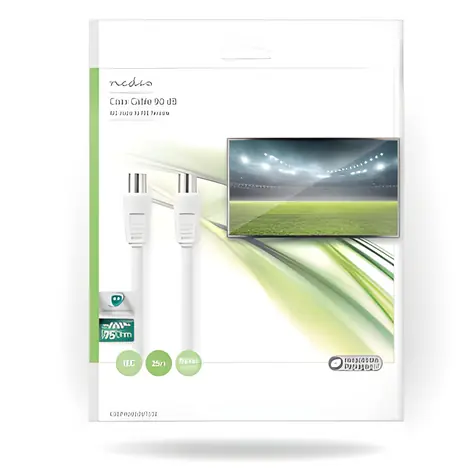 Nedis koaxiální kabel IEC-IEC 25m bílá / Koaxiální kabel / 75 Ohm / Dvojité stínění / Poniklované konektory