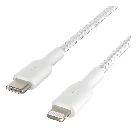 Belkin opletený kabel USB-C - Lightning bílá / Kabel / USB-C - Lightning / 2 m