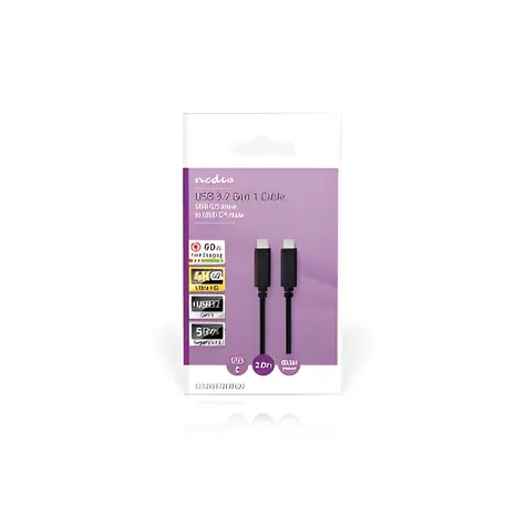 Nedis USB-C kabel 60 W 2 m / Kabel USB / USB 3.2 Gen 1 / USB-C – USB-C / 5 Gbps