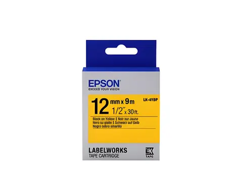 Epson LK-4YBP / Páska do štítkovače / Pastel / černá na žluté / 12 mm / 9 m