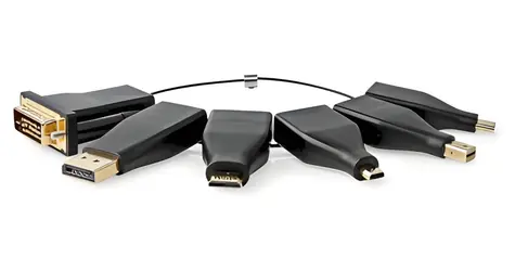 Nedis adaptérový kroužek HDMI černá / Adaptér / DisplayPort, DVI-D, mini HDMI, USB-C / 4K 60Hz