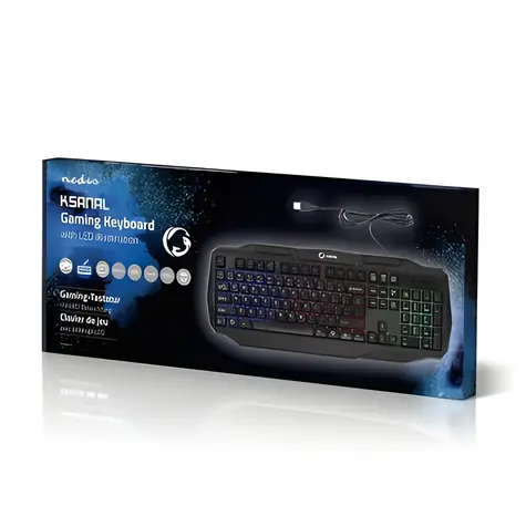 Nedis US herní klávesnice / Membránová klávesnice / LED podsvícení / USB / 1,5 m / US