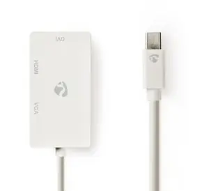 Nedis adaptér Mini DisplayPort na DVI-D, VGA, HDMI bílá / Redukce / 0,2 m / poniklované