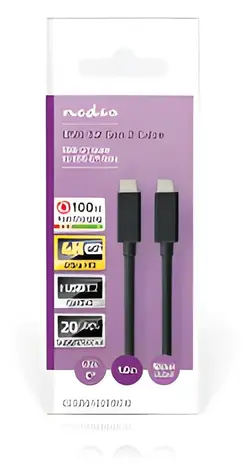 Nedis USB-C kabel 100 W 1 m černý / Kabel USB / USB 3.2 Gen 2 / USB-C – USB-C / 20 Gbps