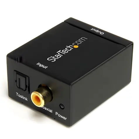 StarTech audio DAC převodník černá / Audio převodník / Coax/Toslink na RCA / napájecí adaptér
