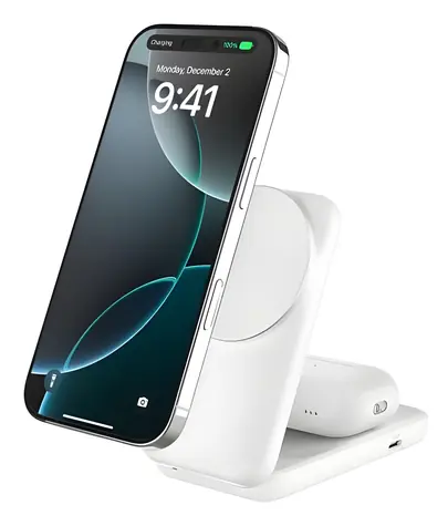 Belkin BOOST CHARGE PRO Qi2 bílá / Bezdrátová skládací nabíječka 2v1 / magnetická / 25W