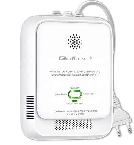 Qoltec detektor úniku zemního plynu CH4 a NG / Detektor plynu / Alarm 85 dB / LED signalizace