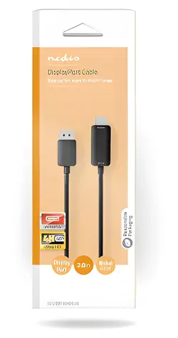 Nedis DisplayPort-HDMI kabel černý / Kabel DisplayPort-HDMI / 4K 60Hz / Poniklované konektory / 2 m / Kulatý PVC