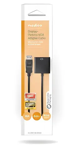 Nedis Adaptér DisplayPort (M) - VGA (F) černá / Redukce / 1080p / Poniklované konektory / 0,2 m