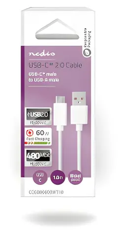 Nedis USB 2.0 kabel černá / Kabel USB / USB-C - USB-C / 60 W / 480 Mbps / 1 m