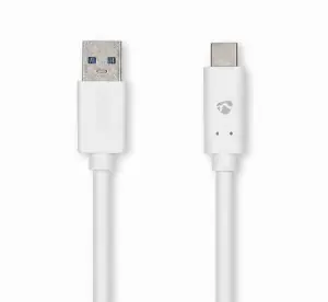 Nedis USB-A - USB-C bílá / Datový kabel / USB 3.2 Gen 1 / 60 W / 5 Gbps / 1 m