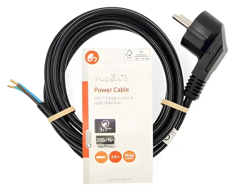 Nedis Napájecí kabel černá / Napájecí kabel / Typ F zástrčka / Otevřený konec / Poniklované / 2 m