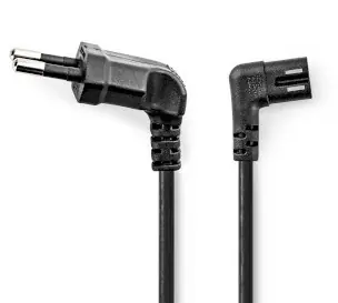 Nedis napájecí kabel Euro(M) - IEC-320-C7 úhlový 2 m černý / Napájecí kabel / Úhlový levý / Plochý PVC