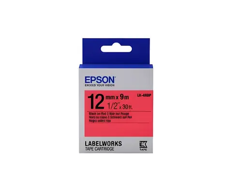 Epson LK-4RBP / Páska do štítkovače / Pastel / černá na červené / 12 mm / 9 m