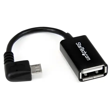 StarTech OTG kabel Micro USB (M) - USB A (F) černá / OTG kabel / Úhlový konektor / USB 2.0 480 Mbit/s / 12,7 cm