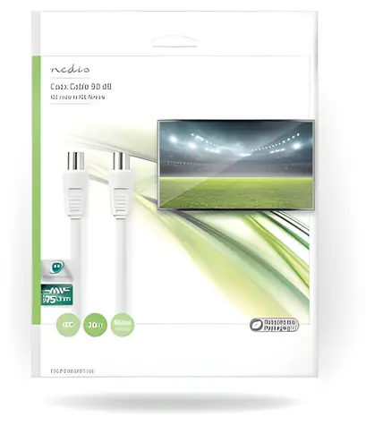 Nedis Koaxiální kabel IEC-IEC bílá / Koaxiální kabel / 75 Ohm / Dvojité stínění / Poniklované konektory / 20 m