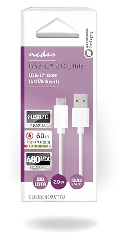 Nedis USB-C - USB-C černá / Kabel USB / USB 2.0 / 60 W / 480 Mbps / 2 m