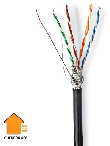 Nedis CAT6 S/FTP CCA venkovní černá / Síťový kabel / 305 m / drát / PE
