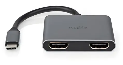 Nedis USB-C adaptér 2v1 na 2x HDMI černá / Adaptér / USB 3.2 Gen 1 / 4K 30Hz / 0,1 m