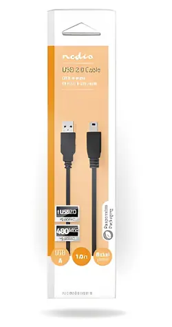 Nedis USB 2.0 kabel černá / Kabel USB / USB-A - Mini-B / 480 Mbps / 1 m