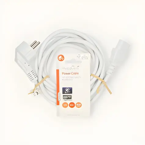 Nedis Napájecí kabel zástrčka F - IEC-320-C13 bílá / Napájecí kabel / úhlový konektor / 3 m / 10A