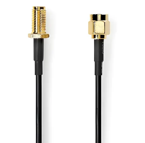 Nedis anténní kabel SMA(M)-SMA(F) černá / Anténní kabel / Pozlacené / 50 Ohm / Stíněný / 5 m
