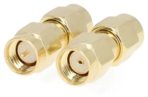 Nedis SMA adaptér RP-SMA – SMA zástrčka zlatá / Adaptér / 50 Ohm / 2 ks