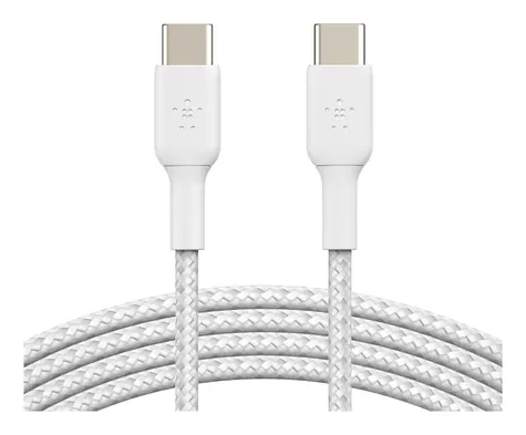 Belkin Opletený kabel USB-C - USB-C bílá / Kabel / 1 m / 2 ks v balení