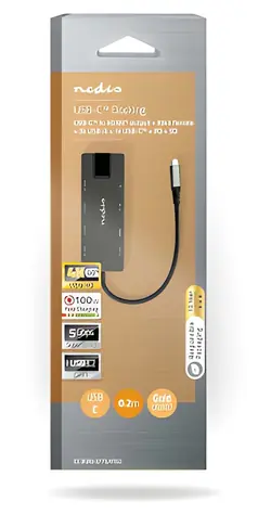 Nedis USB-C dokovací stanice 10-in-1 antracit / Dokovací stanice / RJ45 / HDMI 4K / SD / 100 W PD