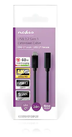 Nedis USB-C(M) - USB-C(F) černá / Prodlužovací kabel / USB 3.2 Gen 1 / 60 W / 5 Gbps / 4K 60Hz / 2 m