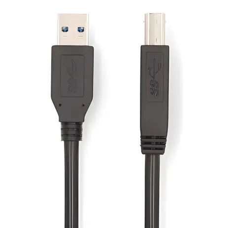 Nedis USB kabel USB-A-USB-B černá 2m / Kabel USB / USB-A - USB-B / 5 Gbps / Poniklované