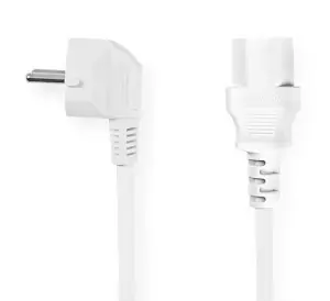 Nedis napájecí kabel bílá / Napájecí kabel / typ F - IEC-320-C13 / úhlový / 10 A / 2 m