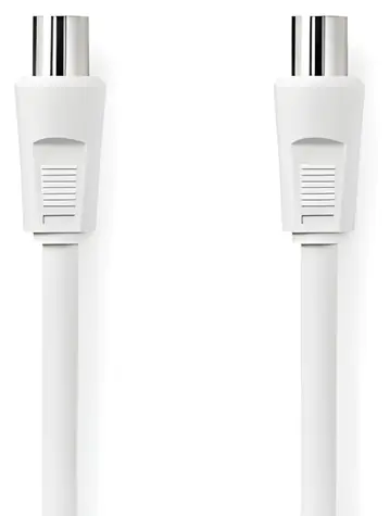 Nedis Koaxiální kabel bílá / IEC (Koax) zástrčka - IEC (Koax) zásuvka / 75 Ohm / Dvojité stínění / 90 dB / 2 m