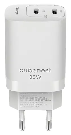 Cubenest GaN adaptér 35W bílá / Síťový adaptér / USB-C / PD