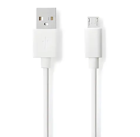 Nedis USB 2.0 kabel bílá / Kabel USB / USB-A - Micro-B / 480 Mbps / 2 m