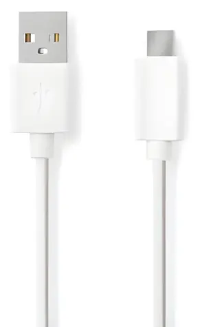 Nedis USB-A - USB-C bílá / Datový kabel / USB 2.0 / 15 W / 480 Mbps / 0,5 m