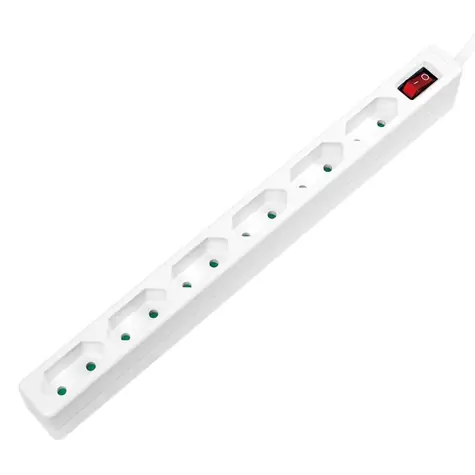 LogiLink LPS232 bílá / Prodlužovací kabel s rozvodkou / 6 zásuvek / 1,5 m / 250V/15A / kontrolka